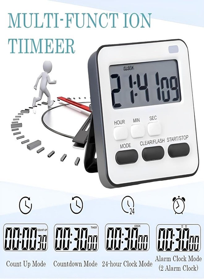 RUJVE Digital Kitchen Timer & Stopwatch, Countdown Large Digits, Loud Alarm, Magnetic Stand, Round (Blue) - Image 4